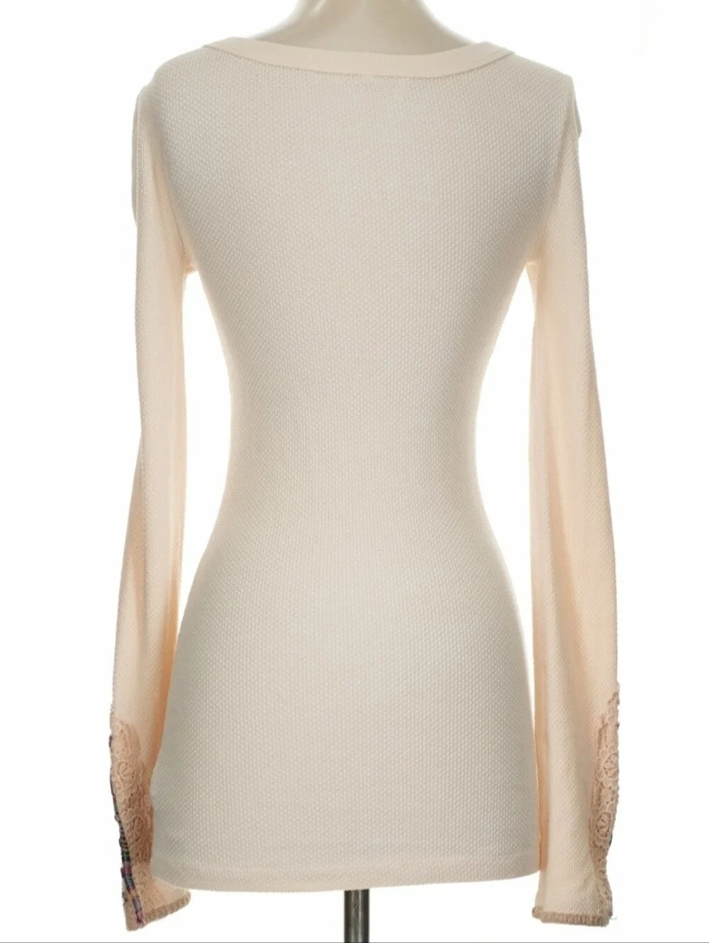 Free People Meadows Fiesta Cuff Thermal Scoop Neck Top-Cream